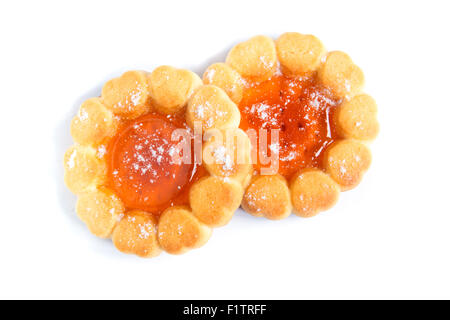 Cookies mit Obst Orange Gelee isolierten auf weißen Hintergrund Stockfoto
