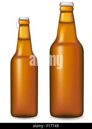 Bier Flasche Vektor-Illustration isoliert auf weißem Hintergrund Stock Vektor