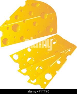 Käse-Vektor-Illustration isoliert auf weißem Hintergrund Stock Vektor