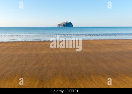 Ansicht von Seacliff Beach, in der Nähe von North Berwick, Schottland, an einem sonnigen Tag im Frühling Stockfoto