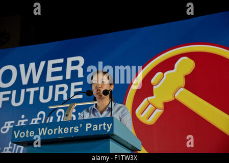 Singapur 7. September 2015. MP-Kandidaten auf eine Opposition Workers' Party Wahlveranstaltung in Singapur. Bildnachweis: Julio Etchart/Alamy Live-Nachrichten Stockfoto