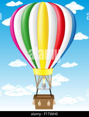 Heißluft-Ballon-Vektor-Illustration am blauen Himmel Stock Vektor