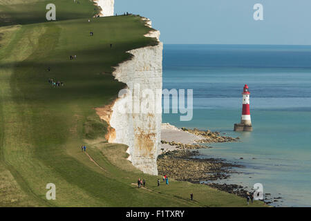 Berühmten weißen Klippen entlang der Küste von Sussex am Beachy Head. South Downs treffen den Ärmelkanal Stockfoto