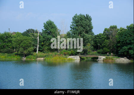 Der Osten Lagune im Humboldt Park, Chicago, Illinois. Stockfoto