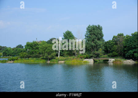 Der Osten Lagune im Humboldt Park, Chicago, Illinois. Stockfoto