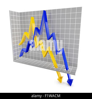 Diagramm mit Abwärtstrend Stockfoto