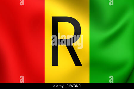 3D Flagge von Ruanda (1962-2001). Hautnah. Stockfoto