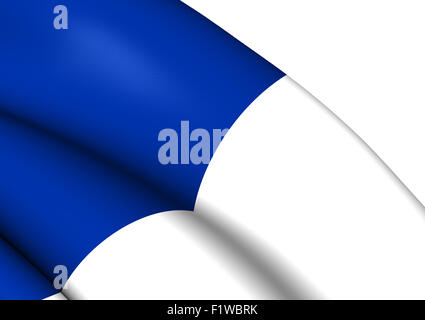 3D Flagge von San Sebastian, Spanien. Hautnah. Stockfoto