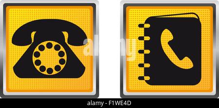 Ikonen-Telefon und Verzeichnis für Design-Vektor-Illustration isoliert auf weißem Hintergrund Stock Vektor