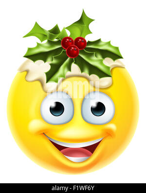 Ein Christmas Pudding festliche Emoticon Emoji-Zeichen Stockfoto