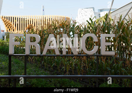 Mailand, Italien, 12. August 2015: Detail des Frankreich Pavillon auf der Messe Expo 2015 Italien. Stockfoto