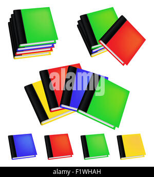 Satz von realistischen farbige Bücher mit leeren Abdeckungen. Vektor-Illustration isoliert auf weißem Hintergrund Stockfoto