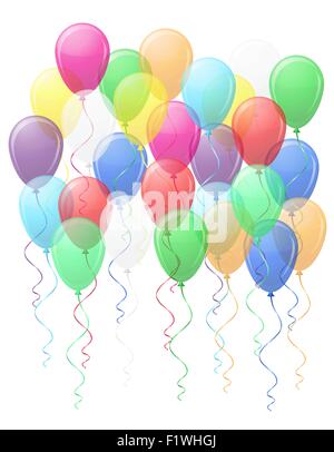 farbigen transparenten Ballon-Vektor-Illustration, die EPS10 auf weißem Hintergrund isoliert Stock Vektor