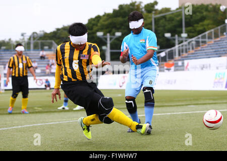 Yoyogi-Nationalstadion Futsal Gericht, Tokio, Japan. 3. Sep 2015. Azril Che Ibrahim, 3. September 2015 - 5-a-Side Fußball: IBSA Blind Fußball-Asienmeisterschaft 2015 match zwischen Malaysia - Indien am nationalen Yoyogi Stadium Futsal Gericht, Tokio, Japan. © Shingo Ito/AFLO SPORT/Alamy Live-Nachrichten Stockfoto