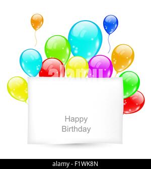 Grußkarte mit bunten Luftballons für alles Gute zum Geburtstag Stock Vektor