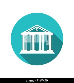 Bankgebäude im Stil eines klassischen griechischen Tempels, flache ico Stock Vektor
