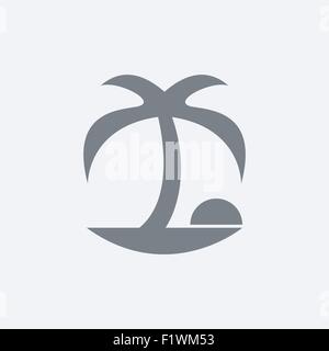 Meer Palmen Sonnen-Symbol Stock Vektor