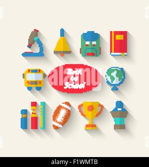 Flache einfache Symbole von Elementen und Objekten Stock Vektor