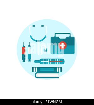 Satz moderner flach medizinische Symbole Stock Vektor