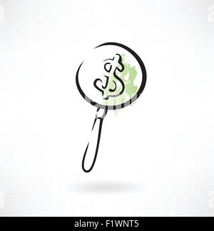 Lupe-Symbol Geld Stock Vektor