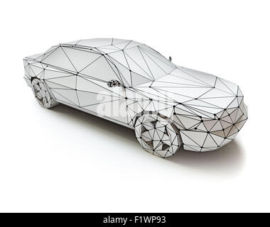 isolierte Lowpoly Stil Auto. 3D-Konzept Stockfoto