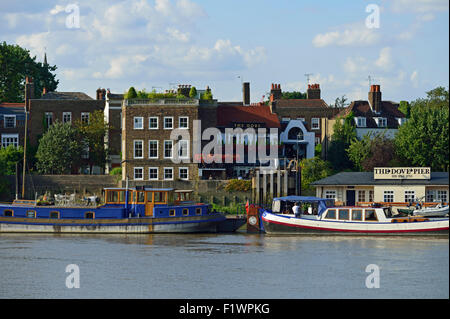 Die Taube Pier, Upper Mall, Hammersmith, West London W6, Vereinigtes Königreich Stockfoto