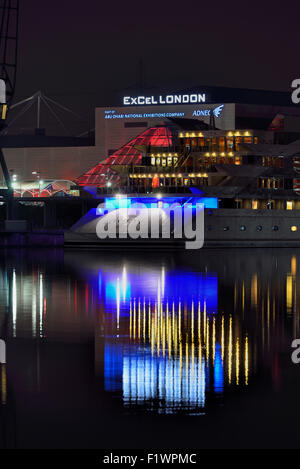 ExCeL London und Sunborn Yacht Hotel Royal Victoria Dock, London Borough of Newham, London E16, Vereinigtes Königreich Stockfoto