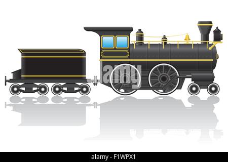 alten Retro-Lok Vektor-Illustration isoliert auf weißem Hintergrund Stock Vektor