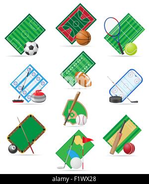 Stellen Sie Icons Sport Vektor-Illustration isoliert auf weißem Hintergrund Stock Vektor
