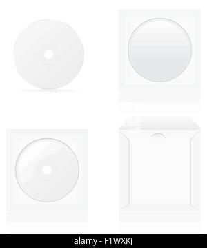 Satz von weiße leere cd Datenträger und Abdeckung Vektor-Illustration auf Hintergrund isoliert Stock Vektor