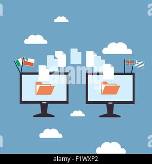 Übersetzer-Abbildung. Flache Jugendstil-Vektor-design Stock Vektor