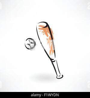 Baseballschläger Grunge-Symbol Stock Vektor