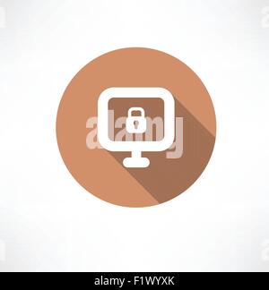 Sperre auf dem Computer-Monitor flach moderne Vektor-Illustration Stock Vektor