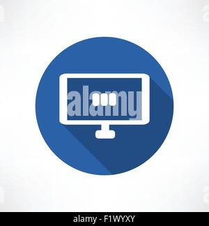 Mediensatz in das Symbol "Monitor" flach moderne Vektor-Illustration Stock Vektor