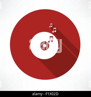Vinyl-Schallplatte tunes Symbol. Flache Jugendstil-Vektor-illustration Stock Vektor
