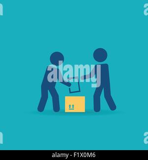Lader im Gespräch mit einem Mann-Symbol. Flache Jugendstil-Vektor-design Stock Vektor