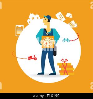 Symbol "Pizza Lieferung". Flache Jugendstil-Vektor-design Stock Vektor