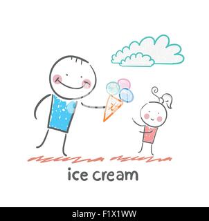 Eis. Lustige Cartoon-Stil-Abbildung. Die Situation des Lebens. Stock Vektor