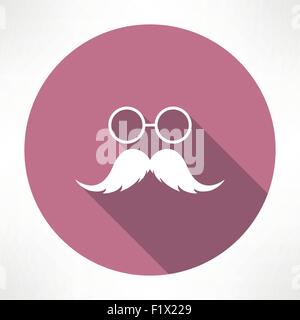 Schnurrbart und Brille-Symbol. Flache Jugendstil-Vektor-illustration Stock Vektor