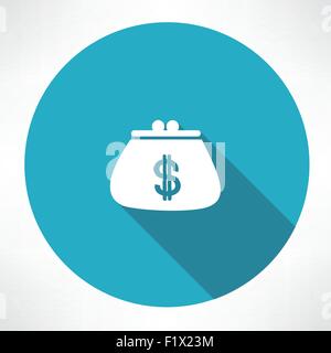 Geldbörse mit Dollar-Symbol. Flache Jugendstil-Vektor-illustration Stock Vektor