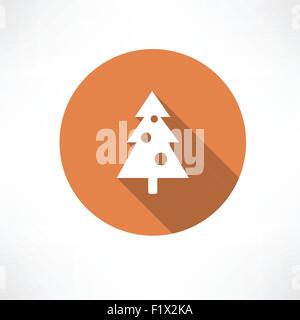 Weihnachtsbaum mit Spielzeug Symbol flach moderne Vektor-illustration Stock Vektor