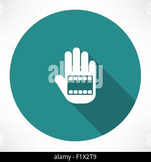Symbol in der hand zu Filmen. Flache Jugendstil-Vektor-illustration Stock Vektor