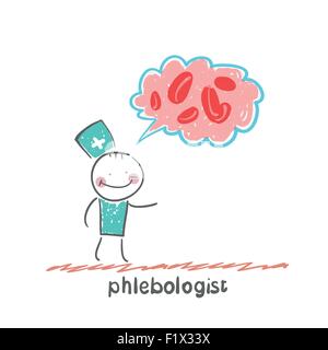 Phlebologist. Lustige Cartoon-Stil-Abbildung. Die Situation des Lebens. Stock Vektor