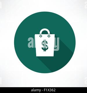 Geld-Beutel-Symbol flach moderne Vektor-illustration Stock Vektor