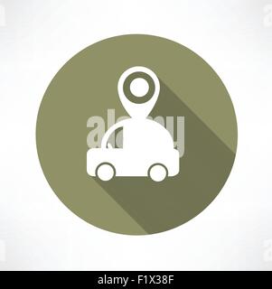 Kartenzeiger mit Auto-Symbol flach moderne Vektor-Illustration Stock Vektor