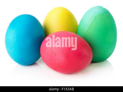 bunte Ostereier isoliert auf einem weißen Hintergrund. Stockfoto