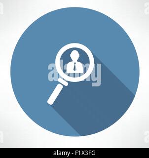 Geschäftsmann in das Lupensymbol. Flache Jugendstil-Vektor-illustration Stock Vektor