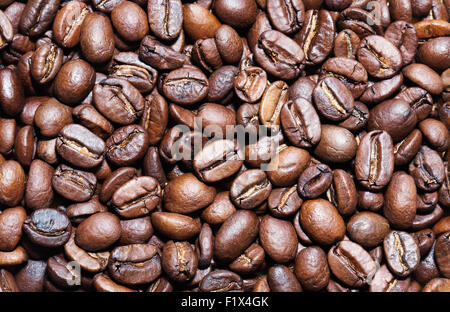 Nahaufnahme von Kaffeekörner. Stockfoto