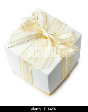 weißen Geschenkbox isoliert auf einem weißen Hintergrund. Stockfoto