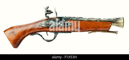 Retro-Pistole isoliert auf einem weißen Hintergrund. Stockfoto